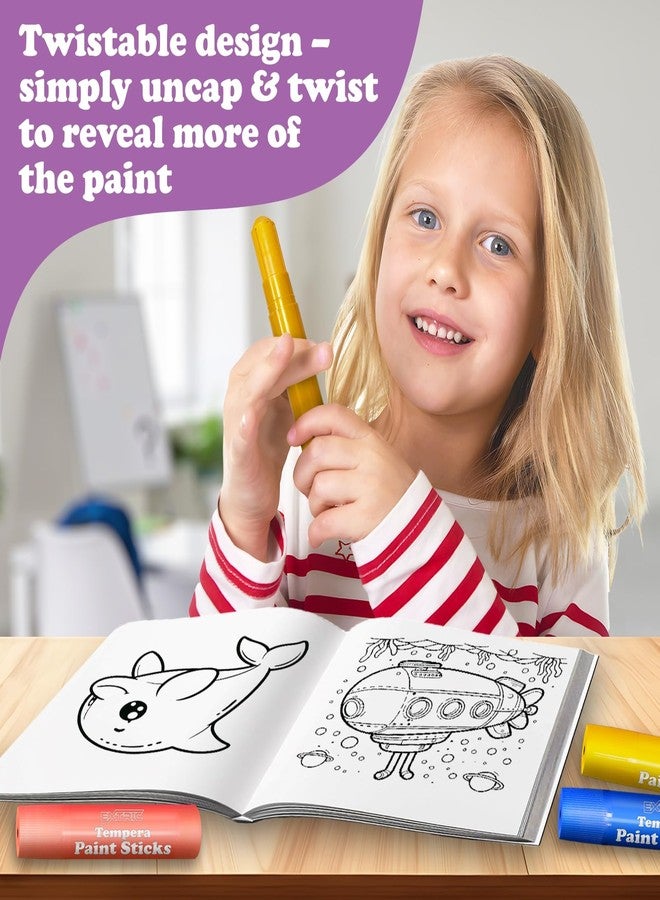 EXTRIC Tempera Paint Sticks for Kids - 24 Twist Crayons in  Vibrant Colors 12 Classic, 6 Metallic, 6 Neon | Mess Free, Quick Dry, Washable Solid Paint  kids + Bonus 50 Page Coloring Book - Image 4